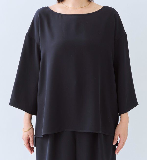  「【セットアップ対応可】ダブルサテンハーフスリーブブラウス」|シャツ・ブラウス|
