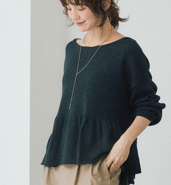  「【大人の甘さを演出】ルーズペプラムニット」|ニット・セーター|ブラック