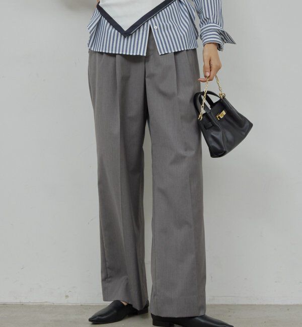  「【手洗い可】タックストレートパンツ」|チノ|