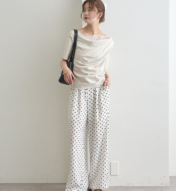  「レースドッキングオフショル半袖Tシャツ」|Tシャツ・カットソー|