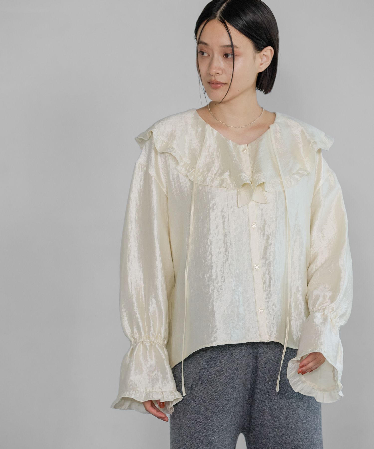 A part by 「ビックカラーラッフルブラウス」|シャツ・ブラウス|ナチュラル