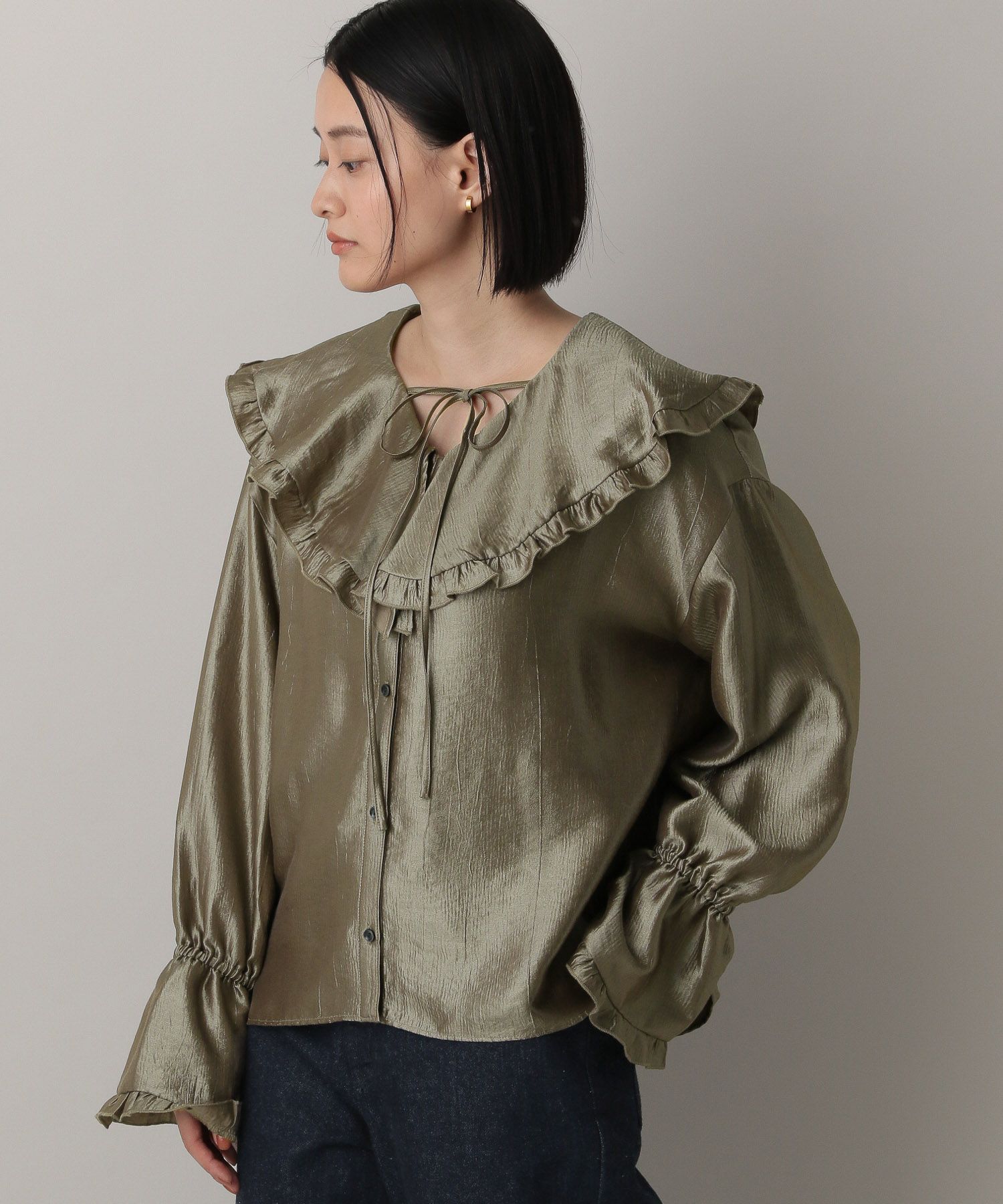 A part by 「ビックカラーラッフルブラウス」|シャツ・ブラウス|ブラウン