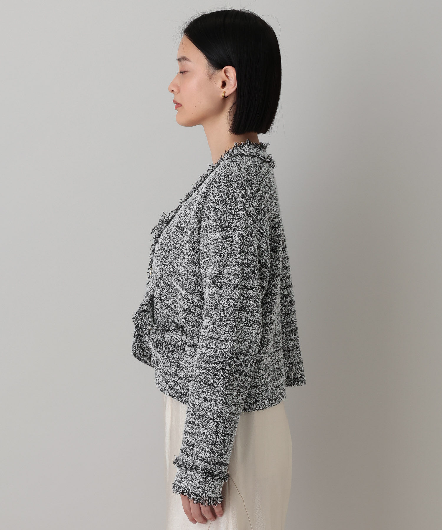 A part by 「フリンジツイードニットVネックカーディガン」|ニット・セーター|