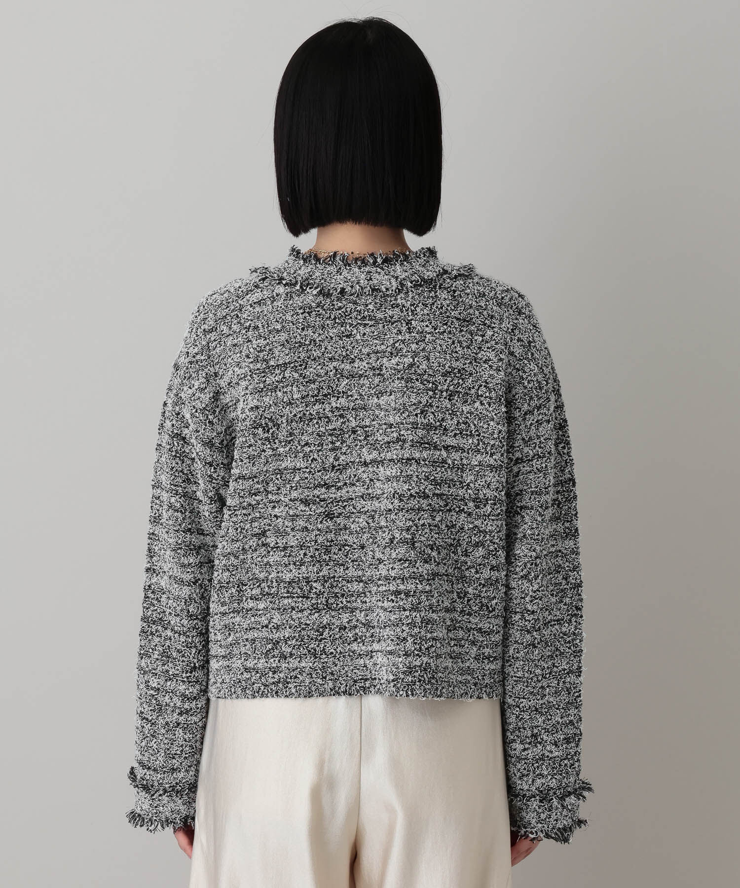 A part by 「フリンジツイードニットVネックカーディガン」|ニット・セーター|