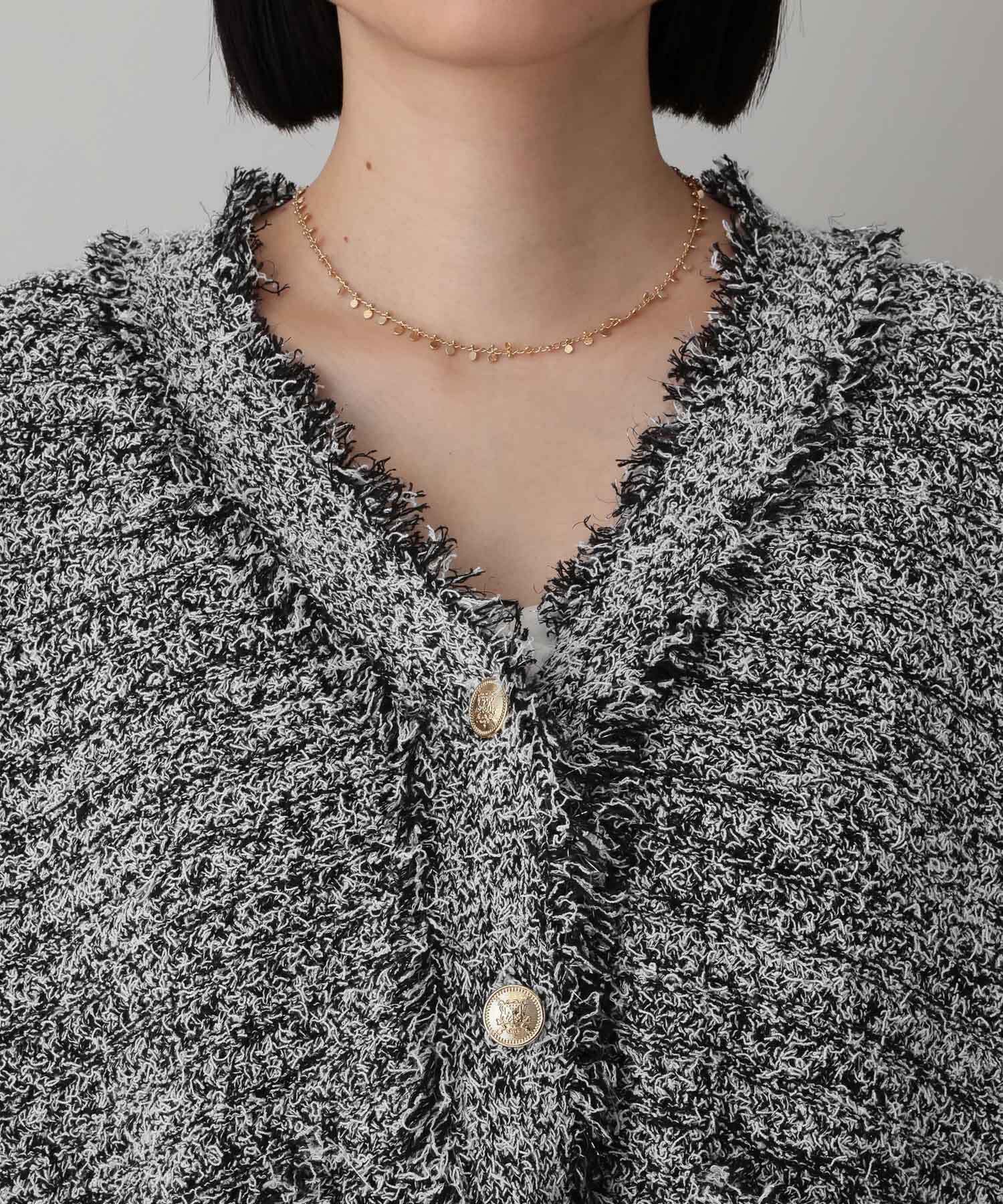 A part by 「フリンジツイードニットVネックカーディガン」|ニット・セーター|