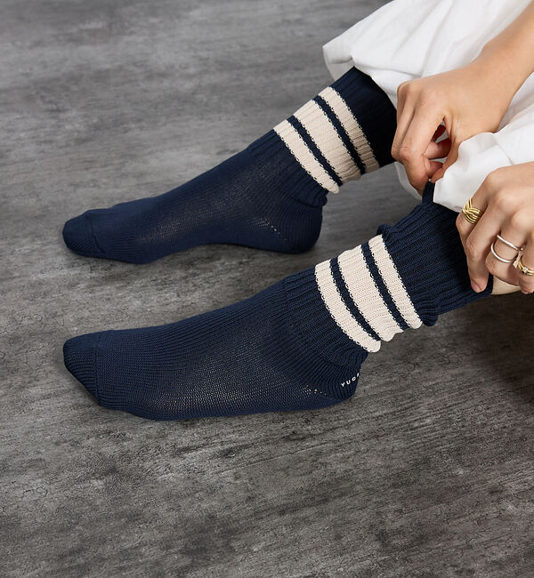 ABAHOUSE「【YUQRI/ユクリ】Walky/ラインソックス/靴下/消臭機能【WEB限定】」|ソックス|ネイビー