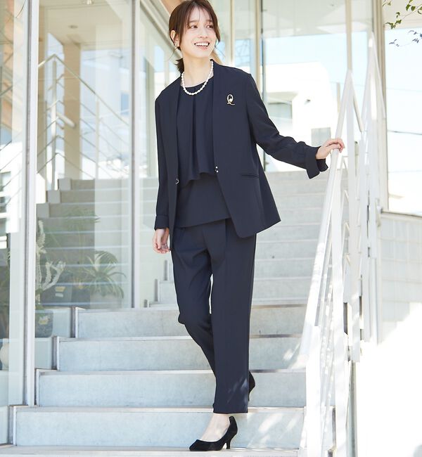 abahouse mavie「【エニデイカセット】ノーカラージャケット＆バックフレアパンツセットアップ」|スーツ|