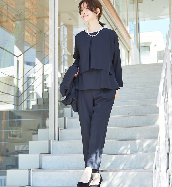 abahouse mavie「【エニデイカセット】ノーカラージャケット＆バックフレアパンツセットアップ」|スーツ|