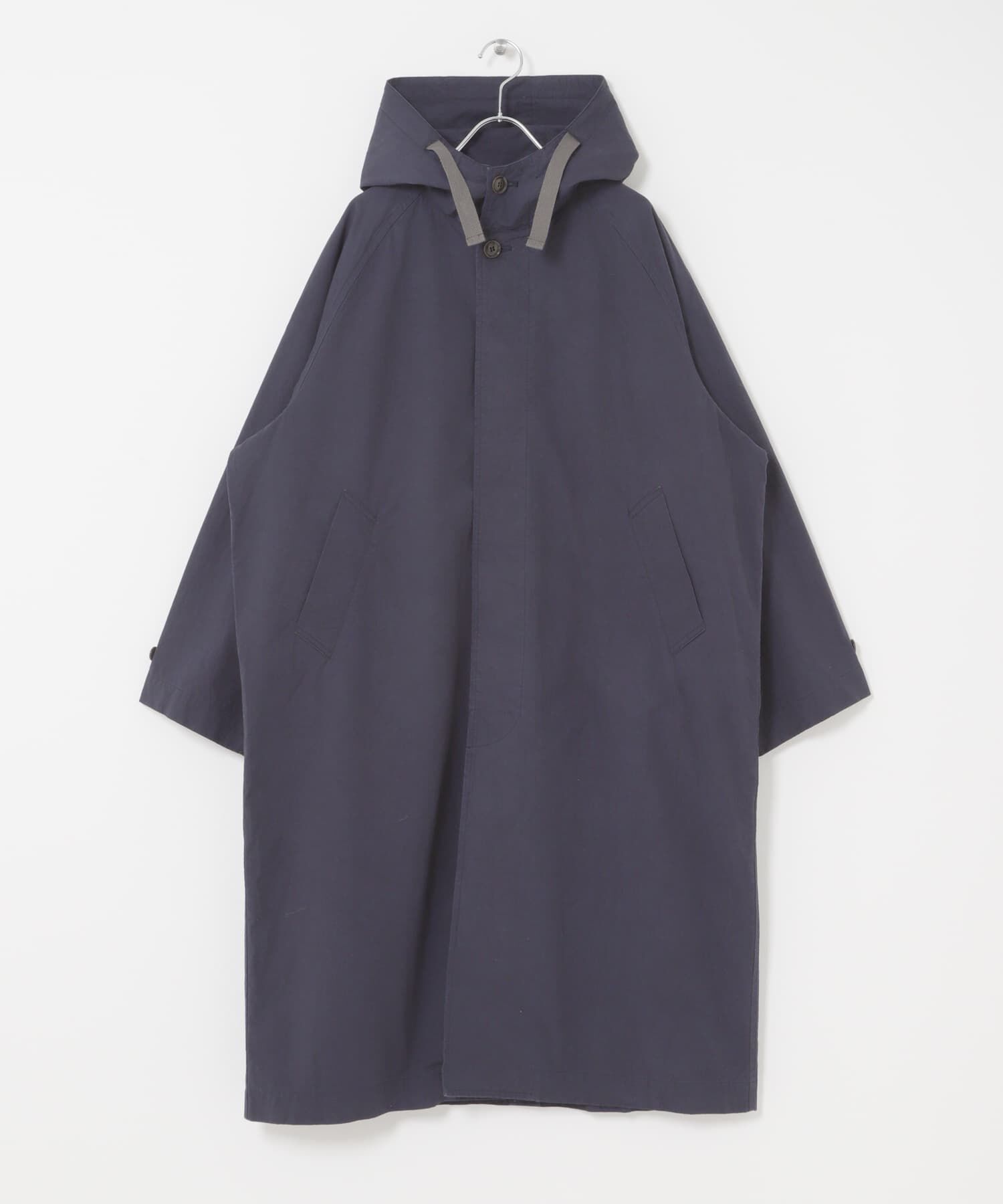 かぐれ「コットンフードラグランコート」|ノーカラーコート|