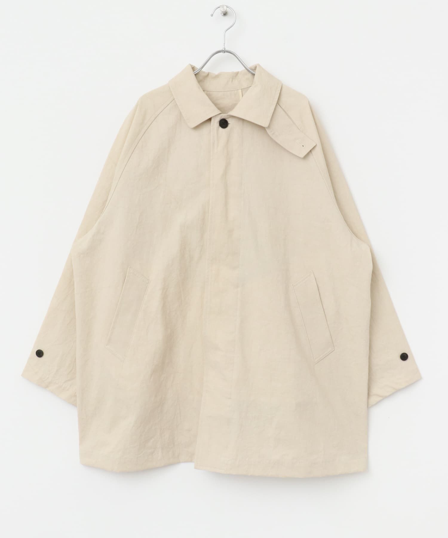 かぐれ「コットンバックタックショートコート」|ノーカラーコート|