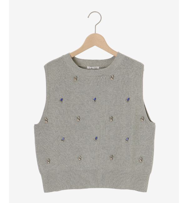 le.coeur blanc「片畦ビジューニットベスト」|ベスト・ジレ|