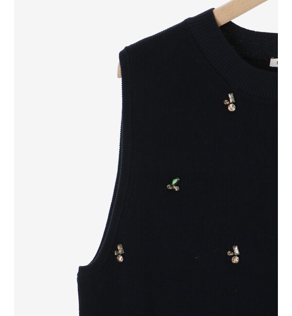 le.coeur blanc「片畦ビジューニットベスト」|ベスト・ジレ|