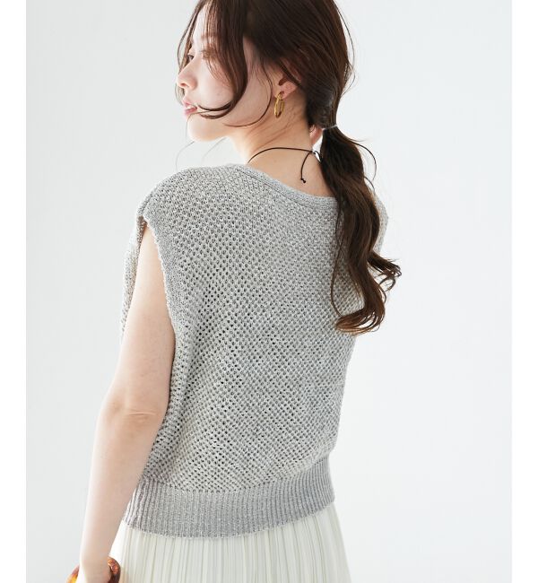  「《手洗い可能》スパンコールメッシュ2WAYニットベスト」|ベスト・ジレ|