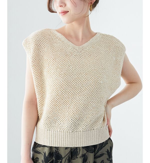  「《手洗い可能》スパンコールメッシュ2WAYニットベスト」|ベスト・ジレ|