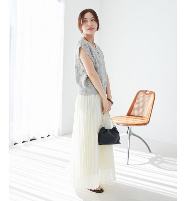  「《手洗い可能》スパンコールメッシュ2WAYニットベスト」|ベスト・ジレ|