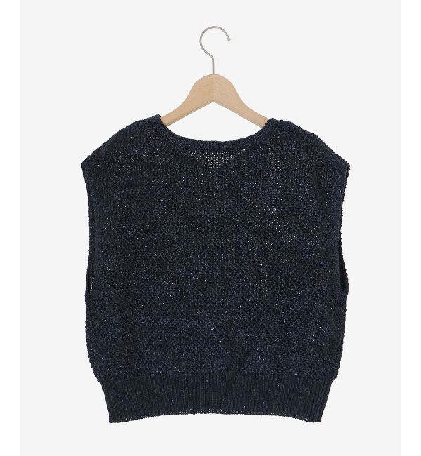  「《手洗い可能》スパンコールメッシュ2WAYニットベスト」|ベスト・ジレ|
