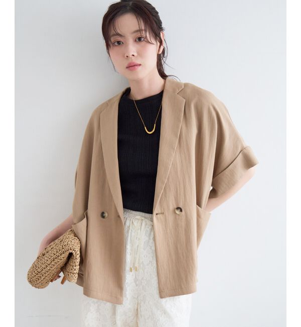  「タンブラーハーフスリーブテーラードジャケット」|その他|キャメル