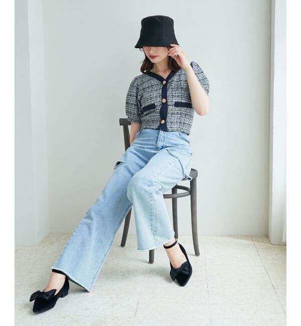 MAJESTICLEGON「カットツイードカーディガン」|カーディガン|