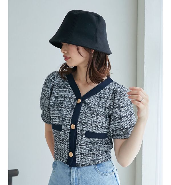 MAJESTICLEGON「カットツイードカーディガン」|カーディガン|