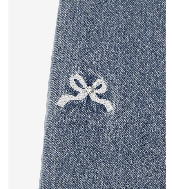  「リボンビジューデニムパンツ」|デニム|