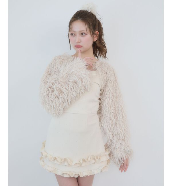  「フリルヘムキラキラスカパン」|スカート|ピンクベージュ