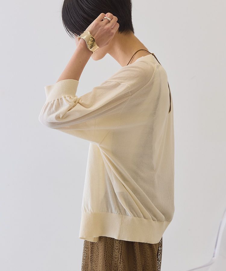 AMERICAN HOLIC「【抗菌防臭】5分袖シアーVネックニットカーディガン」|カーディガン|