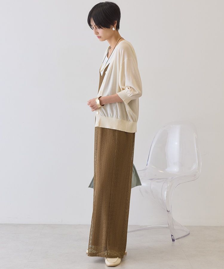 AMERICAN HOLIC「【抗菌防臭】5分袖シアーVネックニットカーディガン」|カーディガン|