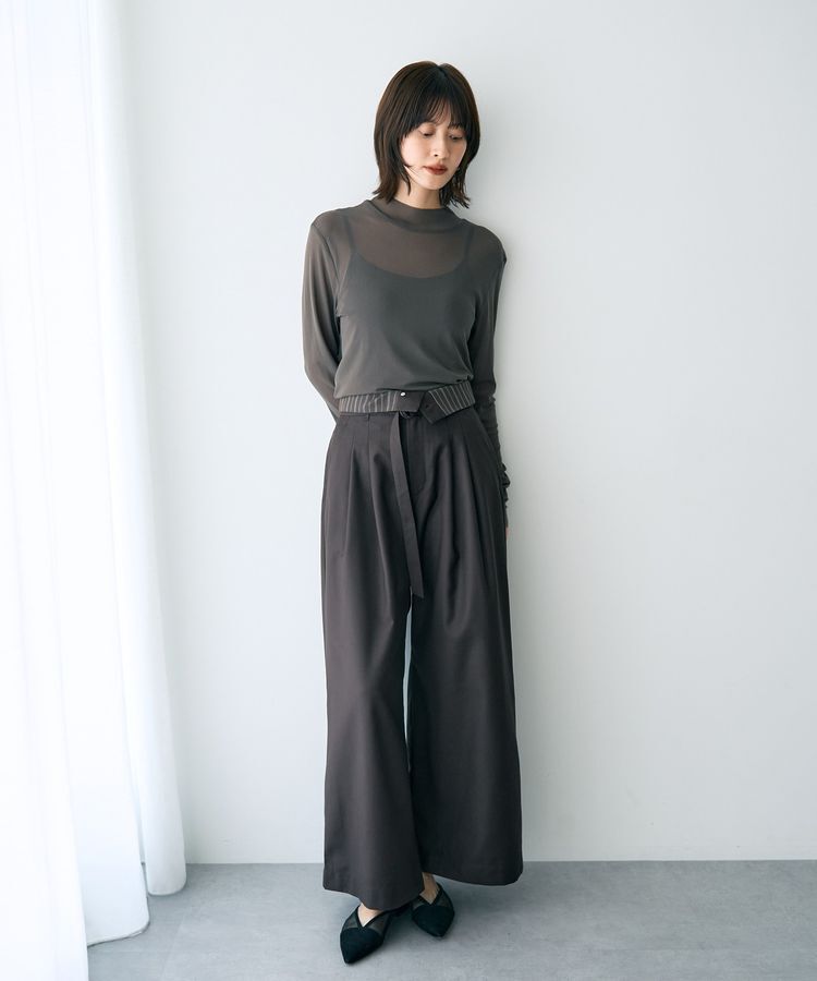 YECCA VECCA「ベルト付き2wayタックワイドパンツ」|その他|