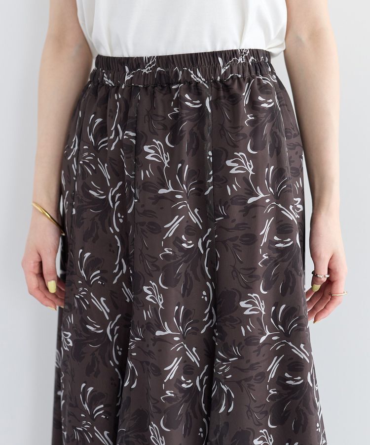 YECCA VECCA「ボタニカル柄シアーロングスカート」|フレア|