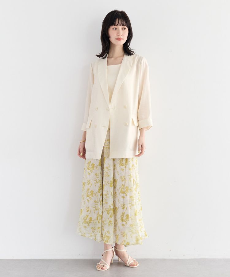 YECCA VECCA「ボタニカル柄シアーロングスカート」|フレア|