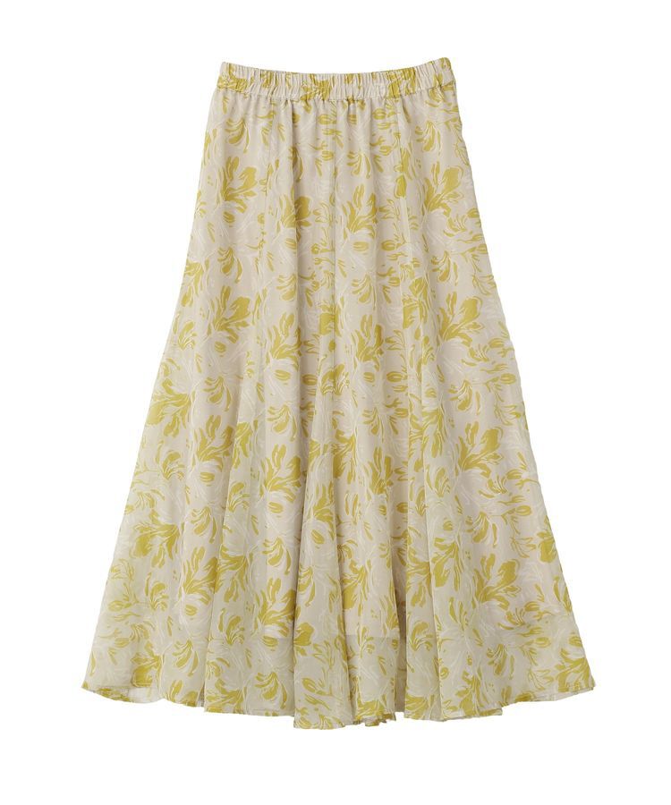 YECCA VECCA「ボタニカル柄シアーロングスカート」|フレア|