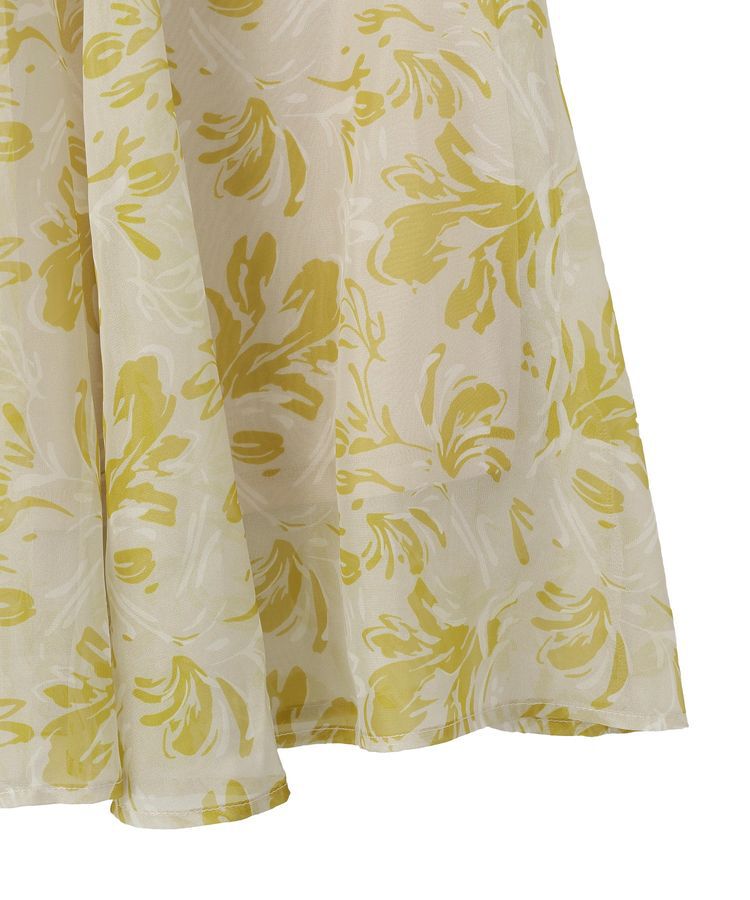 YECCA VECCA「ボタニカル柄シアーロングスカート」|フレア|