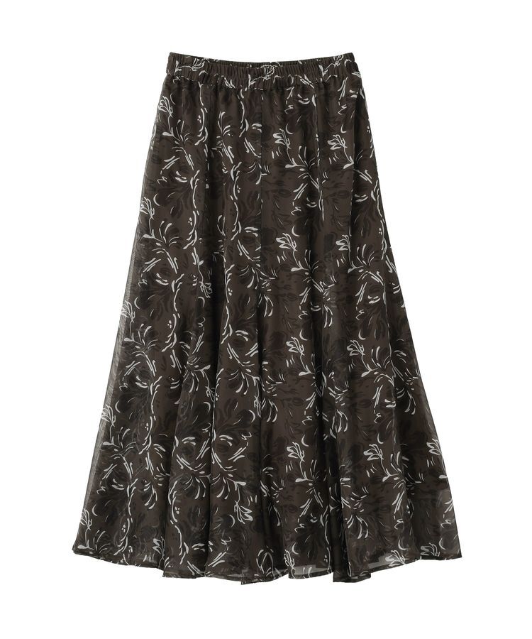 YECCA VECCA「ボタニカル柄シアーロングスカート」|フレア|