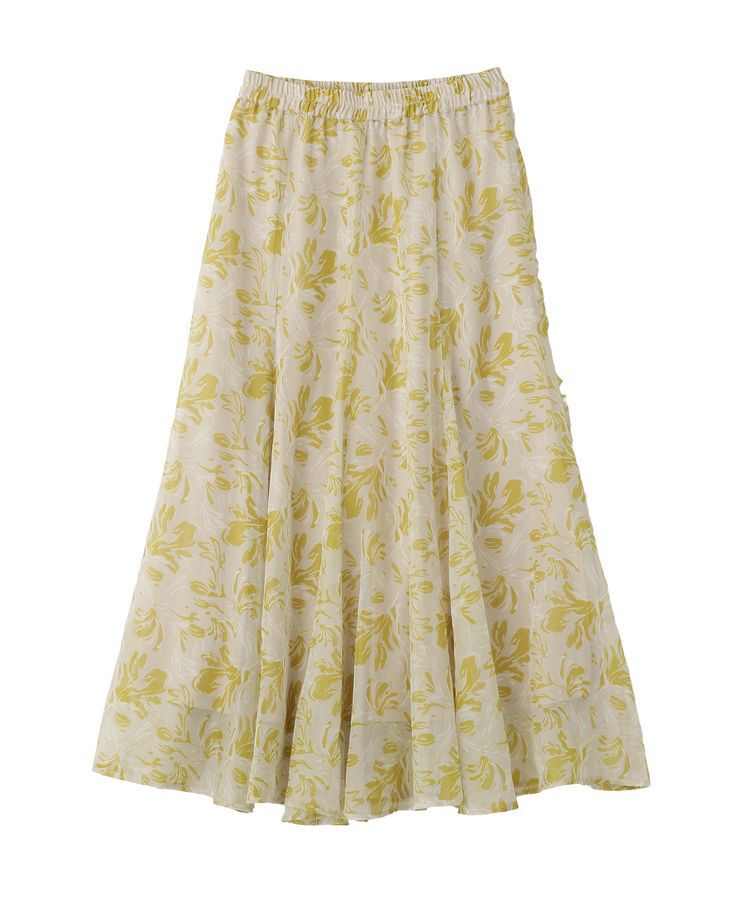 YECCA VECCA「ボタニカル柄シアーロングスカート」|フレア|