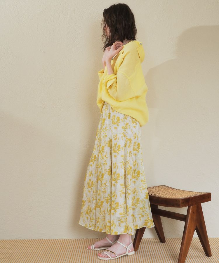 YECCA VECCA「ボタニカル柄シアーロングスカート」|フレア|