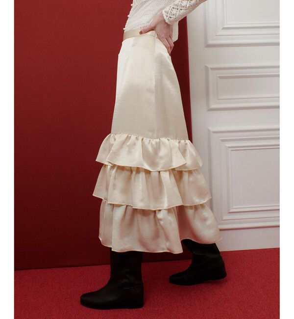LOULOU WILLOUGHBY「【LOULOU WILLOUGHBY】トリアセサテンティアードスカート」|スカート|