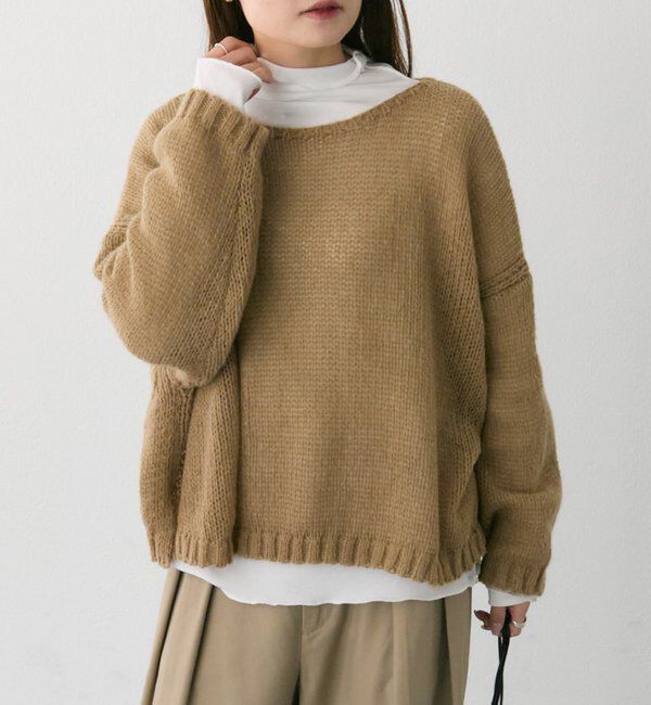 「3Gドロップ天竺ニットプルオーバー」|プルオーバー|ベージュ