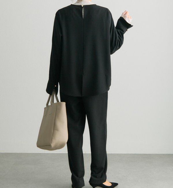  「【Du noir】ハンド風ステッチストレッチジョーゼットプルオーバー」|プルオーバー|