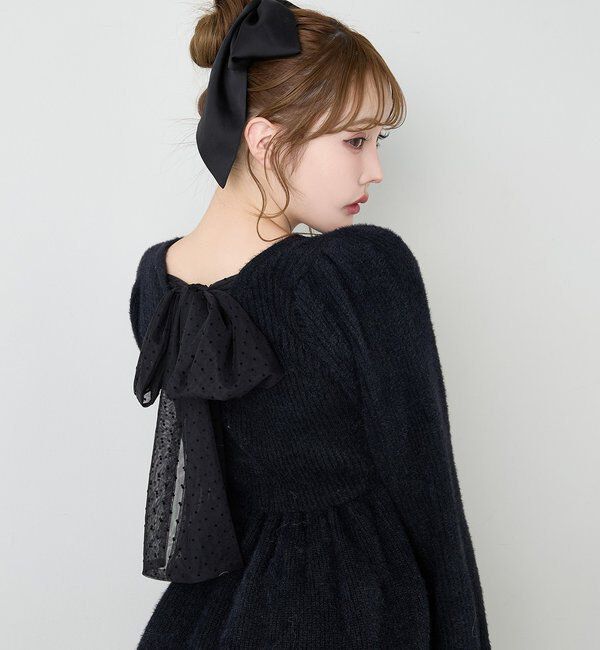  「バックリボンフェザーペプラムニット」|ニット・セーター|