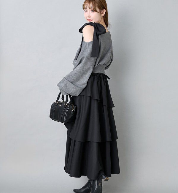  「肩リボン刺繍入りラメトップス」|プルオーバー|