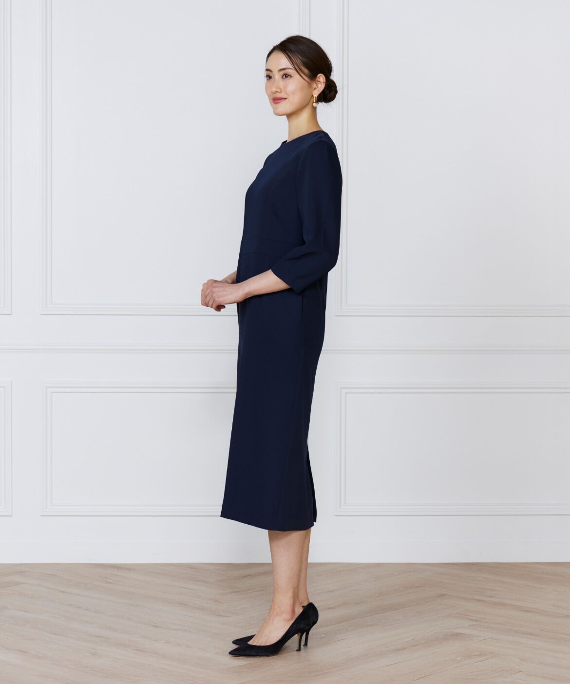 INED「《大きいサイズ》ハイウエストワンピース」|ワンピース|