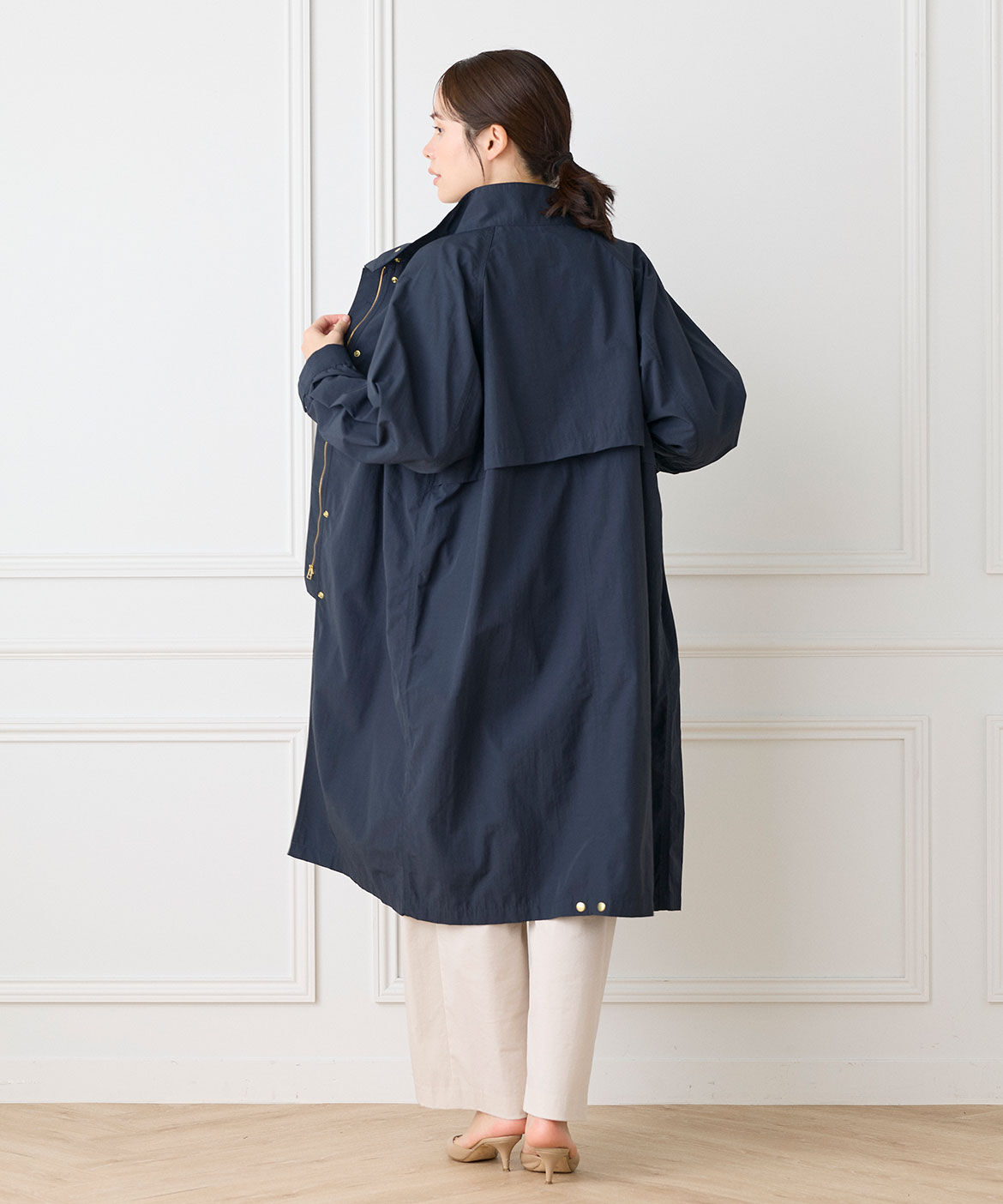 INED「《大きいサイズ》2WAYコート」|ステンカラーコート|