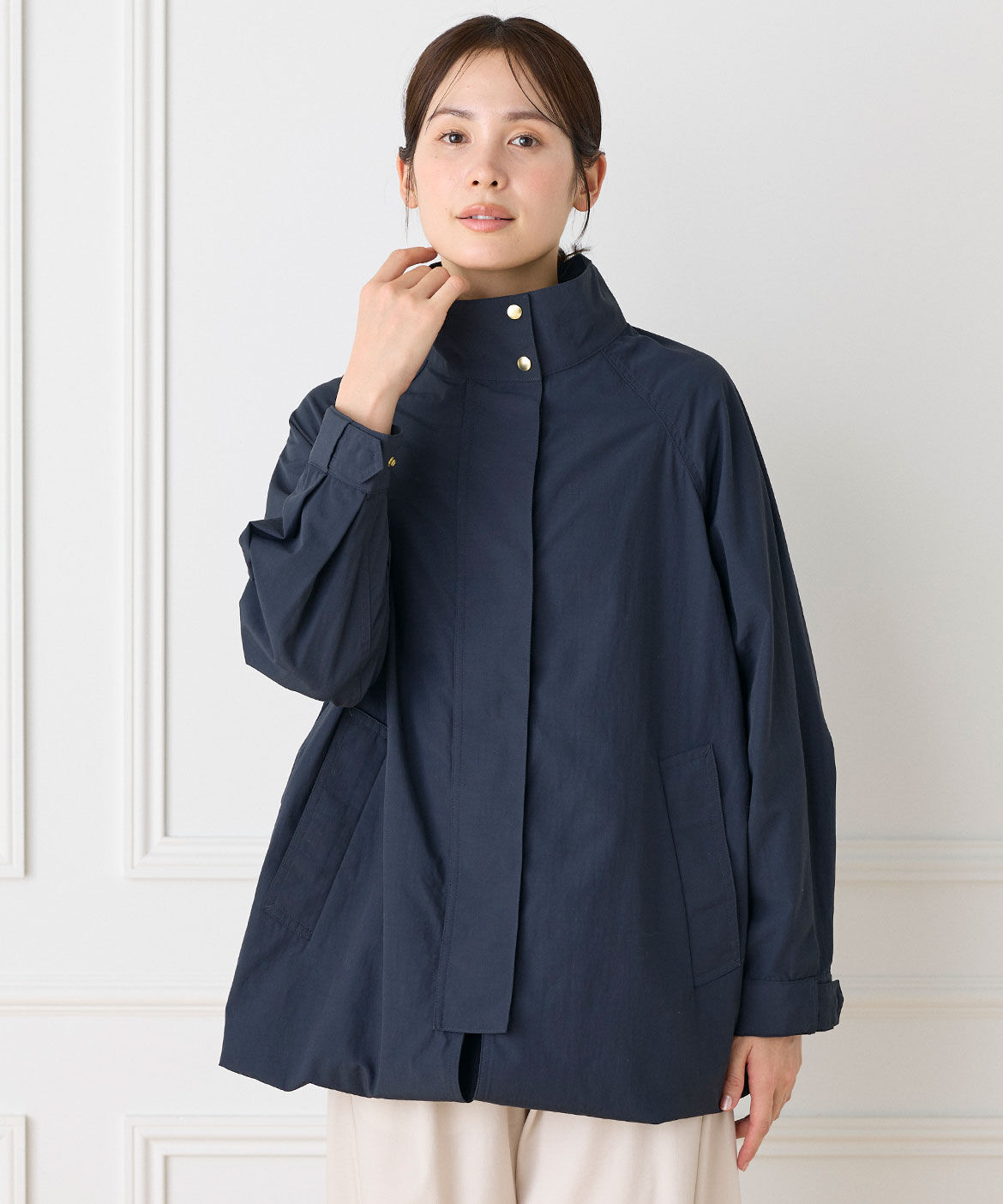 INED「《大きいサイズ》2WAYコート」|ステンカラーコート|