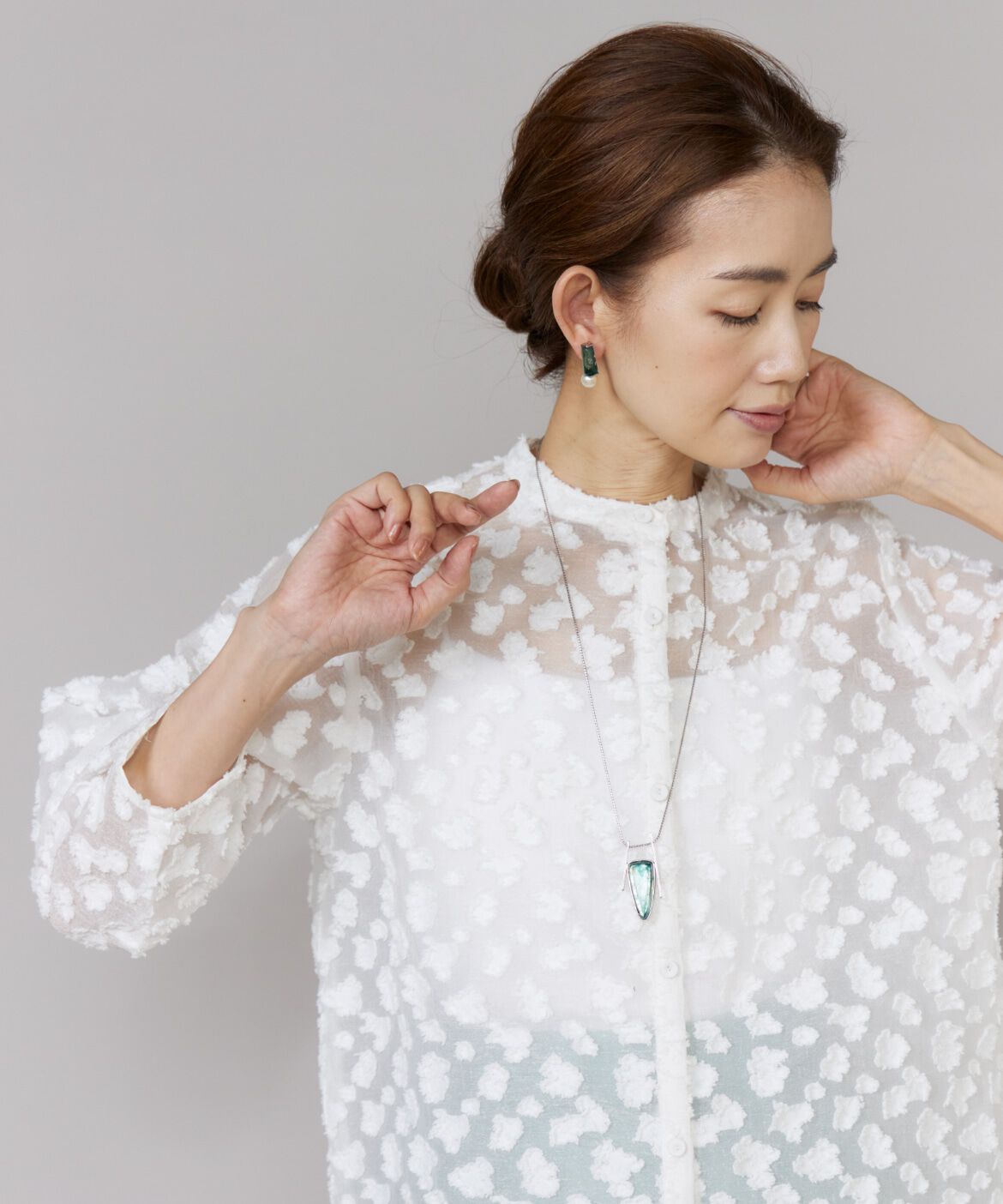 Le Souk「《大きいサイズ》カットジャカードブラウス」|シャツ・ブラウス|