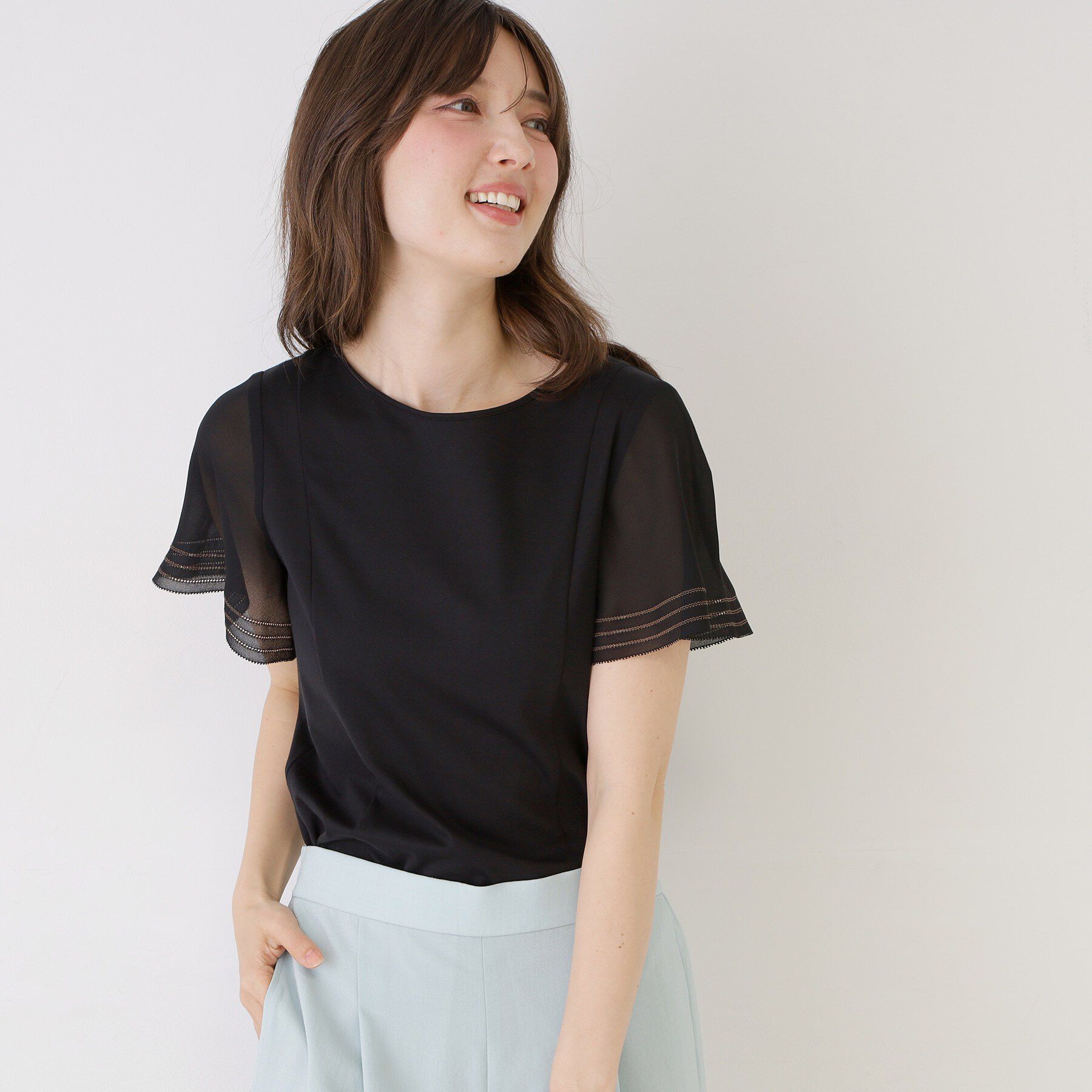 COUP DE CHANCE「【手洗い可】フレアスリーブカットソー」|Tシャツ・カットソー|