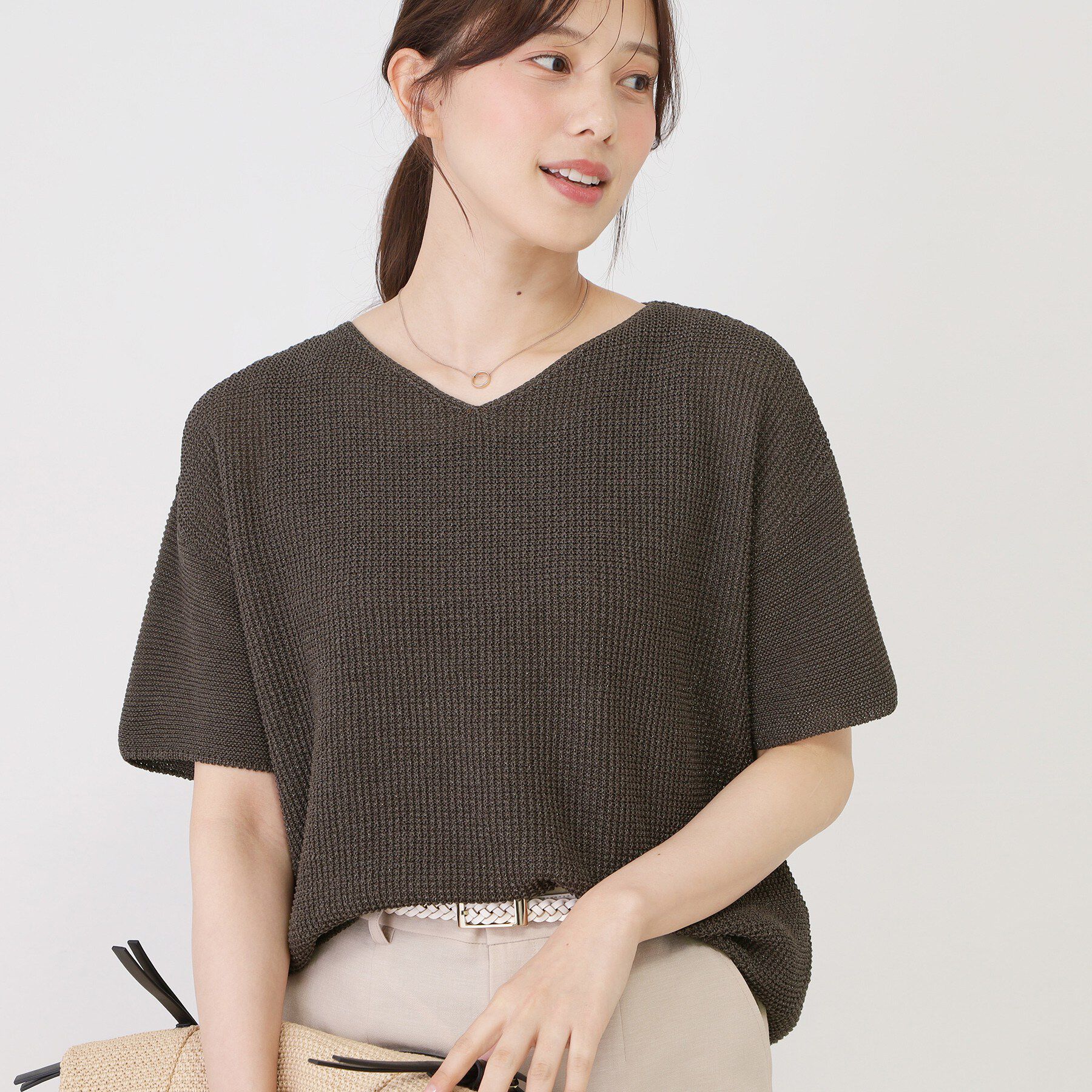 COUP DE CHANCE「【手洗い可／日本製】和紙混ニットトップス」|ニット・セーター|