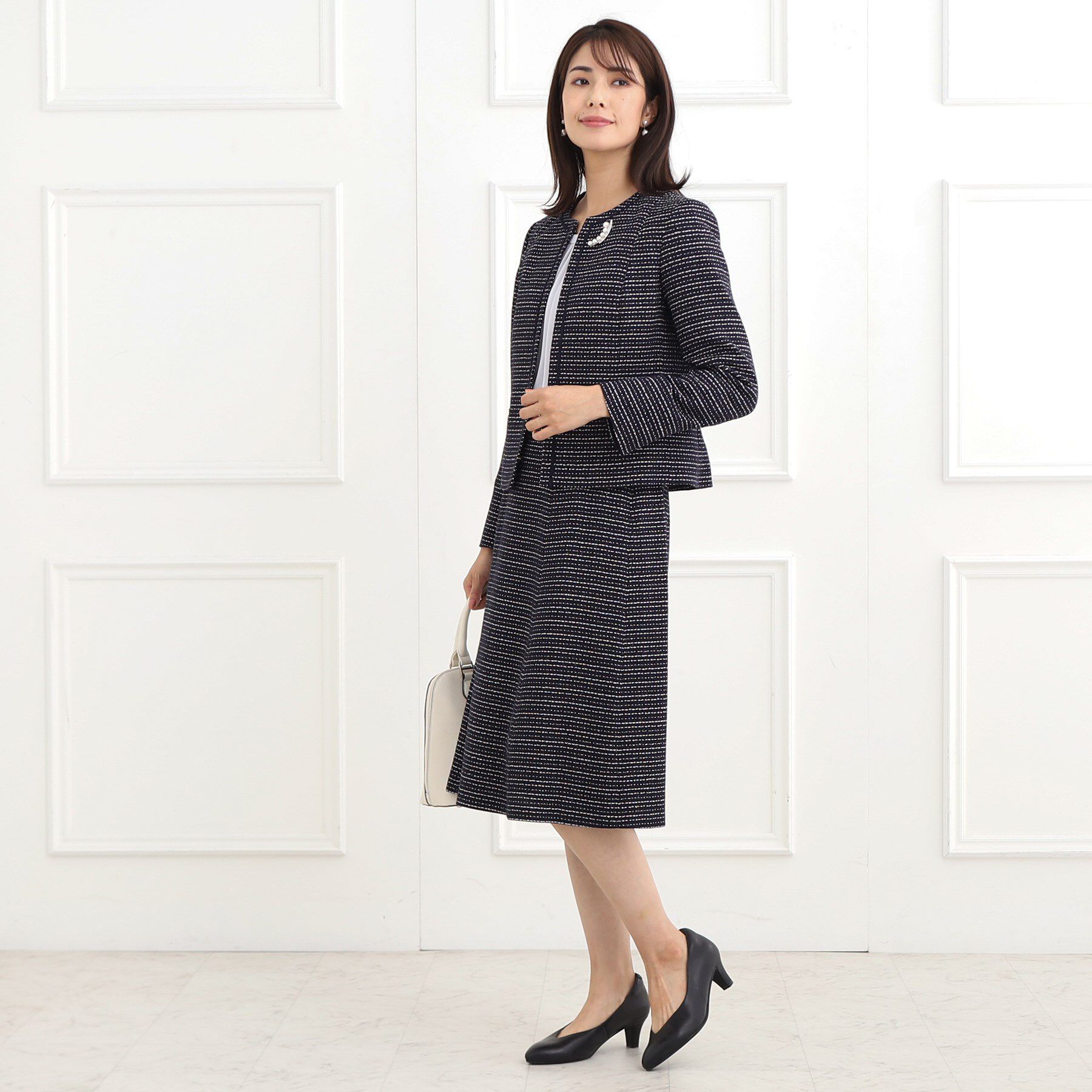 Reflect「【フォーマル/セットアップ可】ツイードジャケット」|ノーカラージャケット|