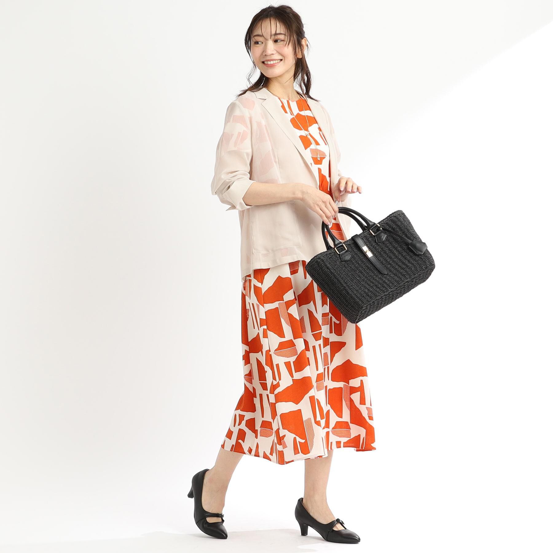 Reflect「【WEB先行カラーあり／マシンウォッシュ可】幾何モチーフプリントワンピース」|ワンピース|