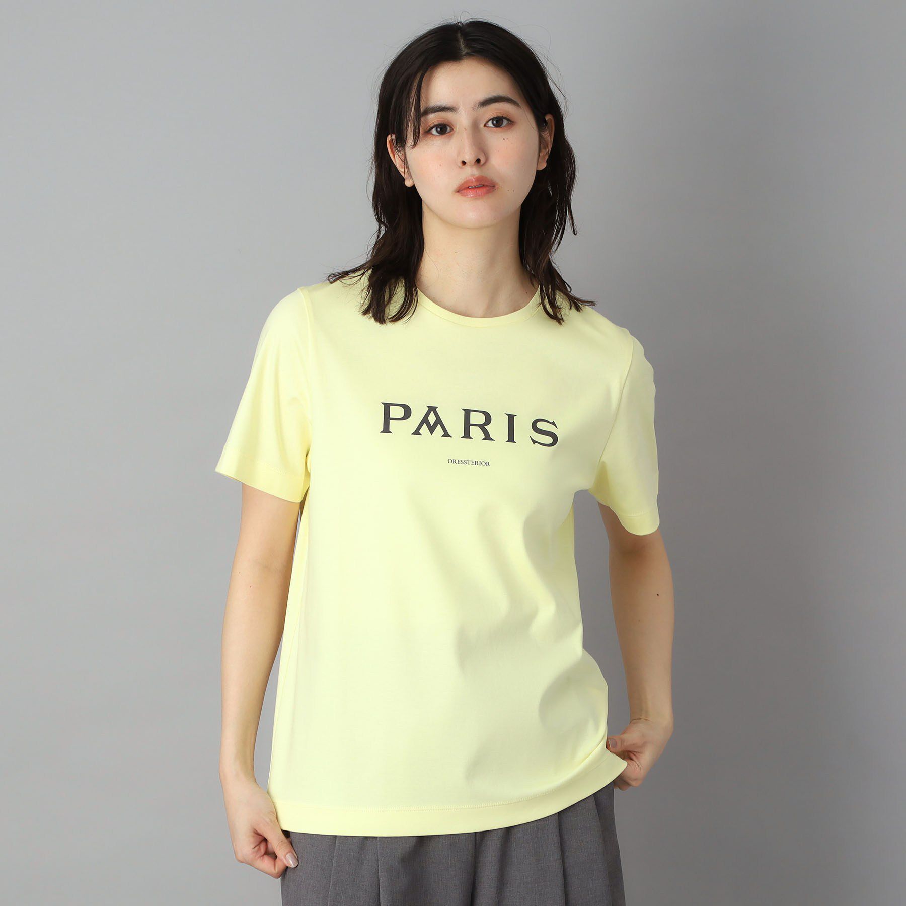 DRESSTERIOR「【接触冷感／抗菌防臭／消臭】アイスクリアコットン PARIS Tシャツ」|Tシャツ・カットソー|ライトイエロー(03