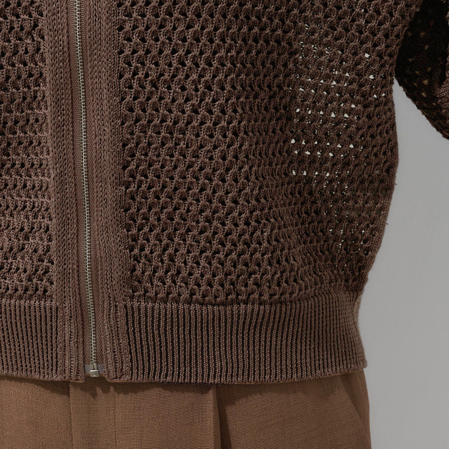 INDIVI「【洗える／コットン】メッシュジップニットカーディガン」|カーディガン|